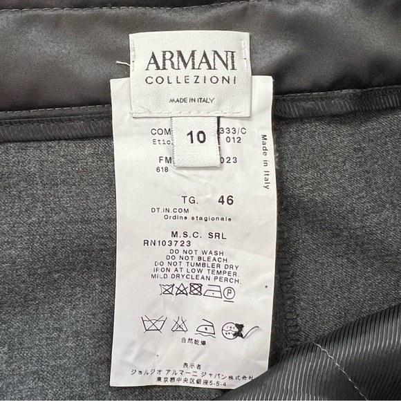 Armani Collezioni Charcoal Gray Virgin Wool Elegant Dress Pants IT 46 US Size 10 - Picture 5 of 10